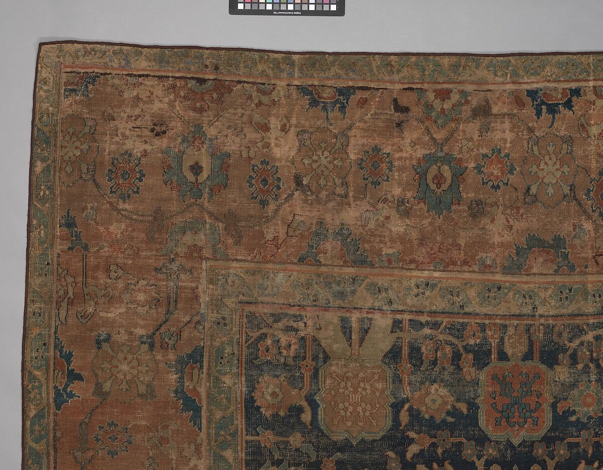 Carpet with Repeating Tree Design, Cotton (warp and weft), wool (pile); asymmetrically knotted pile