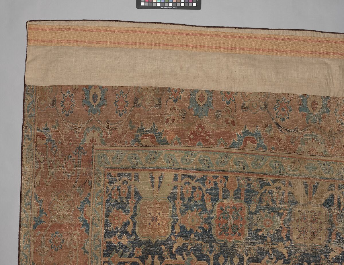 Carpet with Repeating Tree Design, Cotton (warp and weft), wool (pile); asymmetrically knotted pile