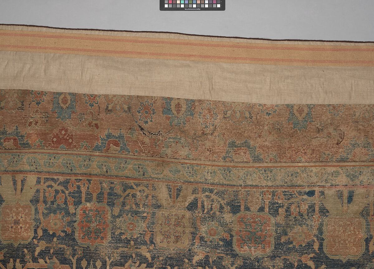 Carpet with Repeating Tree Design, Cotton (warp and weft), wool (pile); asymmetrically knotted pile