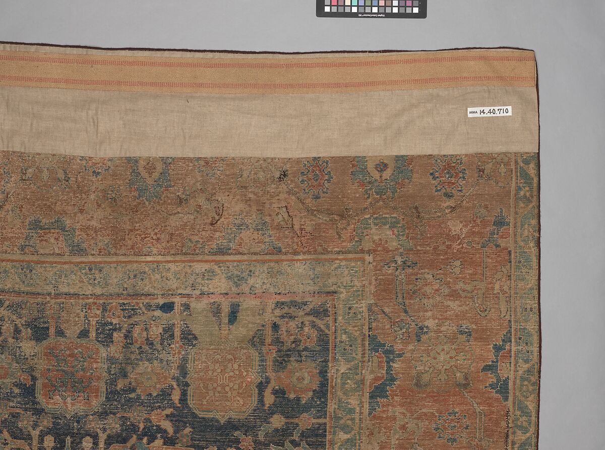 Carpet with Repeating Tree Design, Cotton (warp and weft), wool (pile); asymmetrically knotted pile