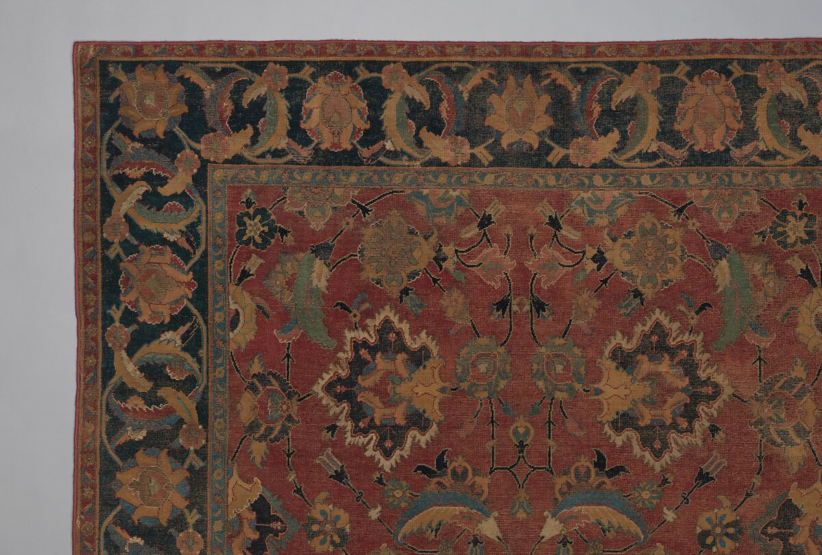 Carpet, Wool (warp, weft and pile); asymmetrically knotted pile