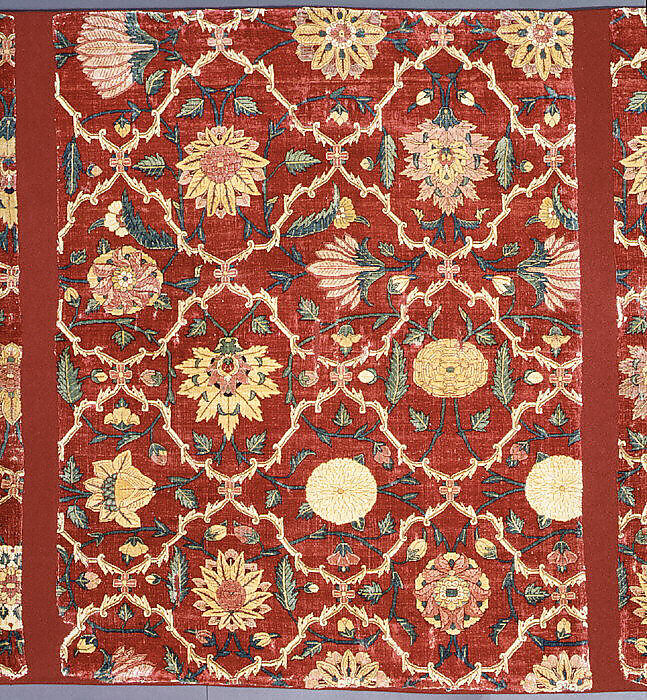 Fragments of a Trellis Pattern Carpet, Silk (warp and weft), pashmina wool (pile); asymmetrically knotted pile