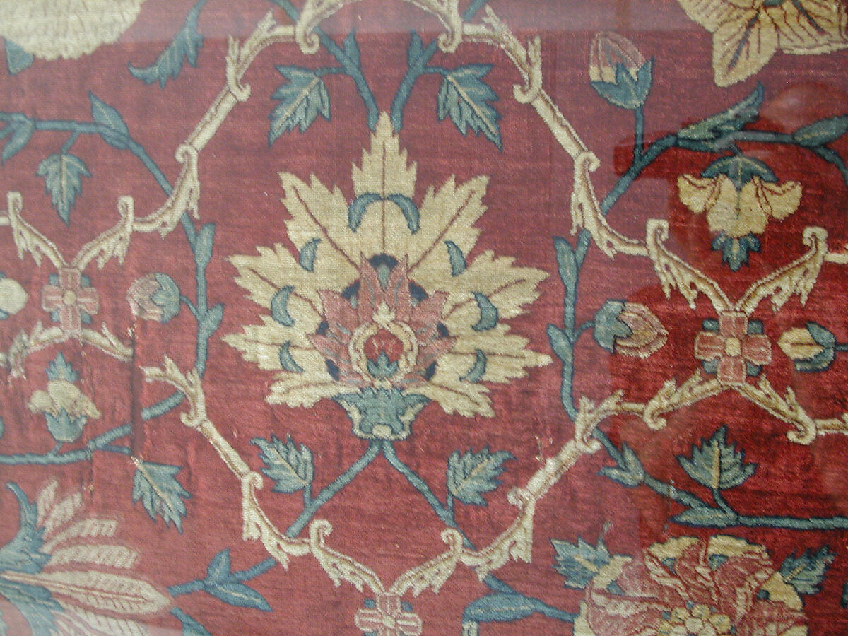 Fragments of a Trellis Pattern Carpet, Silk (warp and weft), pashmina wool (pile); asymmetrically knotted pile