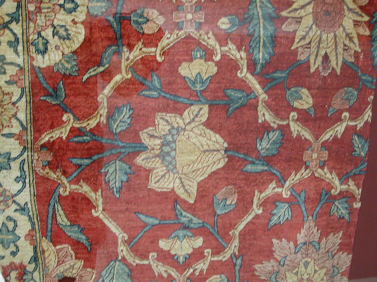 Fragments of a Trellis Pattern Carpet, Silk (warp and weft), pashmina wool (pile); asymmetrically knotted pile