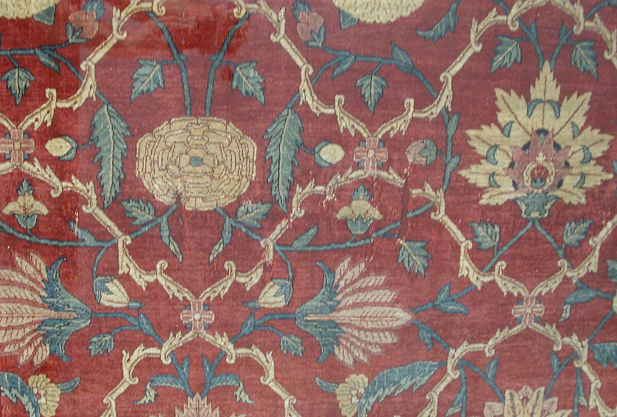 Fragments of a Trellis Pattern Carpet, Silk (warp and weft), pashmina wool (pile); asymmetrically knotted pile