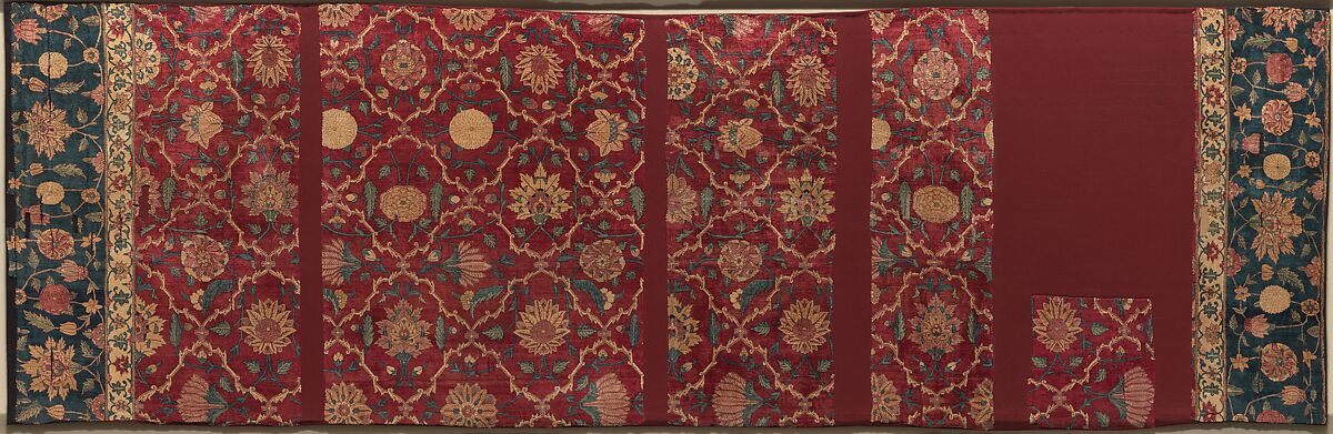 Fragments of a Trellis Pattern Carpet, Silk (warp and weft), pashmina wool (pile); asymmetrically knotted pile 