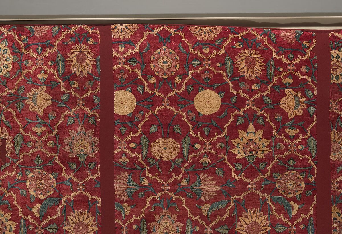 Fragments of a Trellis Pattern Carpet, Silk (warp and weft), pashmina wool (pile); asymmetrically knotted pile