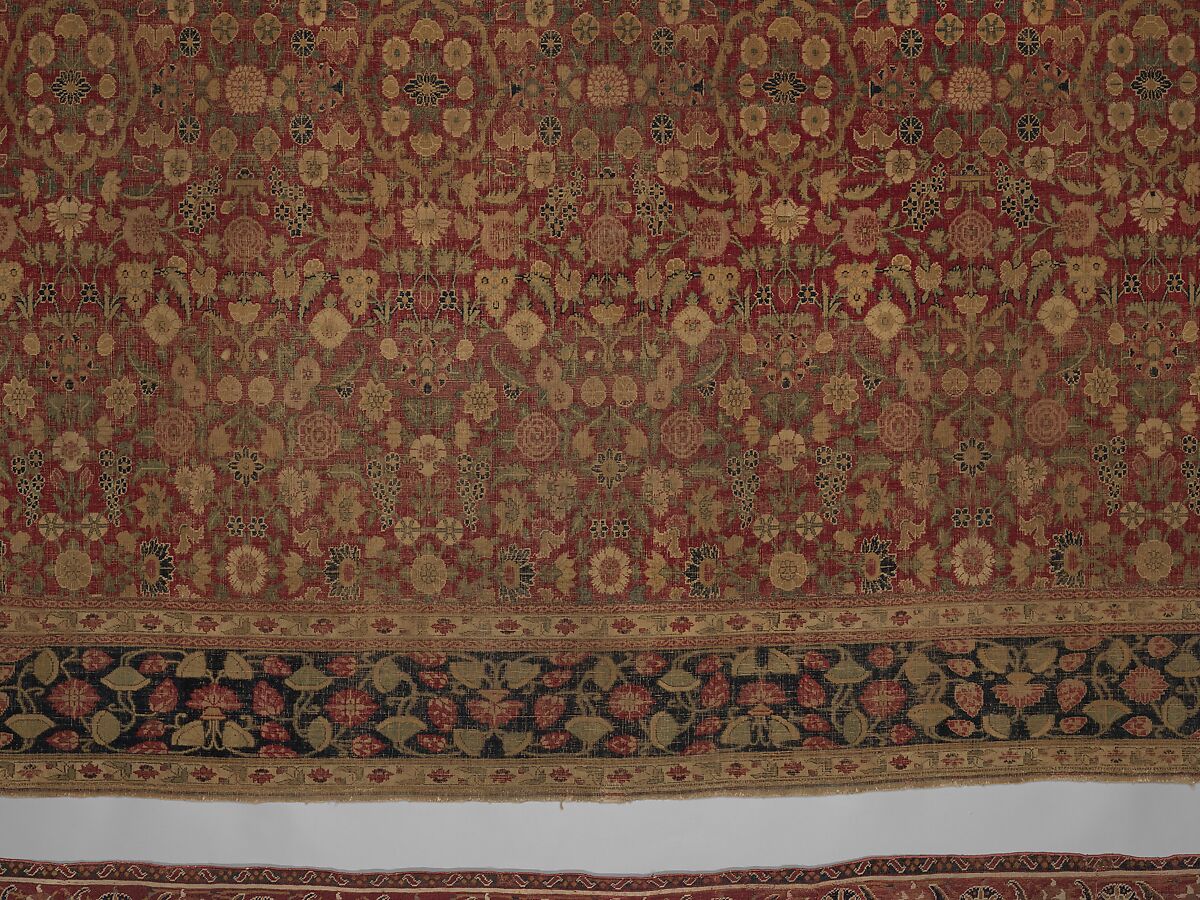 "Millefleur" Carpet, Cotton (warp and weft), wool (pile); asymmetrically knotted pile
