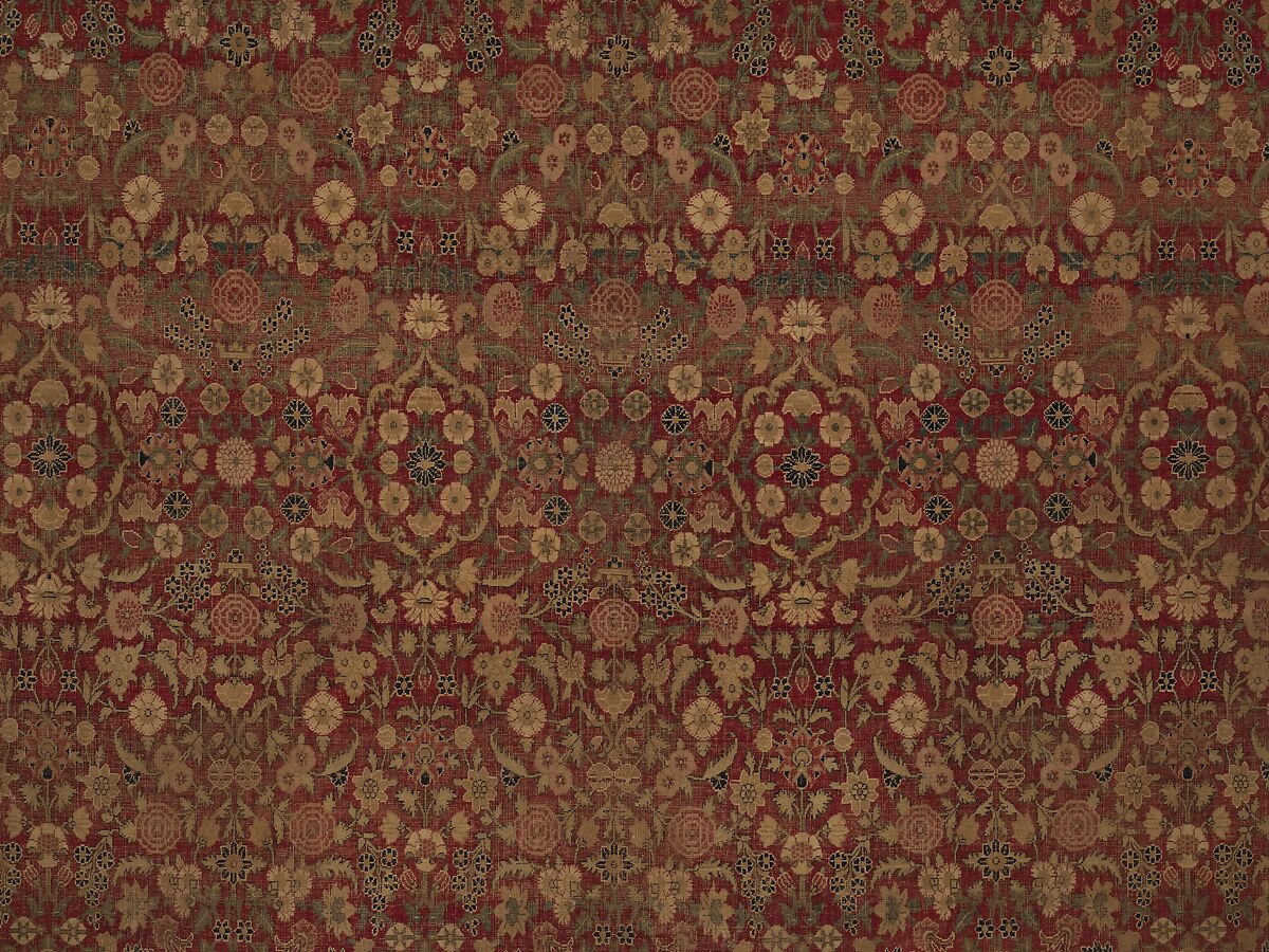 "Millefleur" Carpet, Cotton (warp and weft), wool (pile); asymmetrically knotted pile