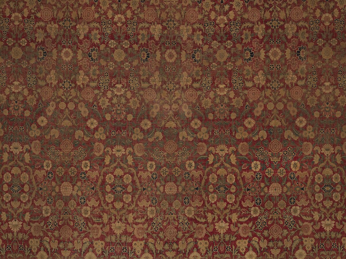 "Millefleur" Carpet, Cotton (warp and weft), wool (pile); asymmetrically knotted pile