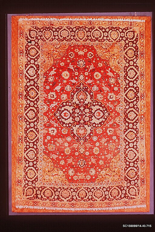 Silk Kashan Carpet, Silk (warp, weft, and pile), metal wrapped thread; asymmetrically knotted pile