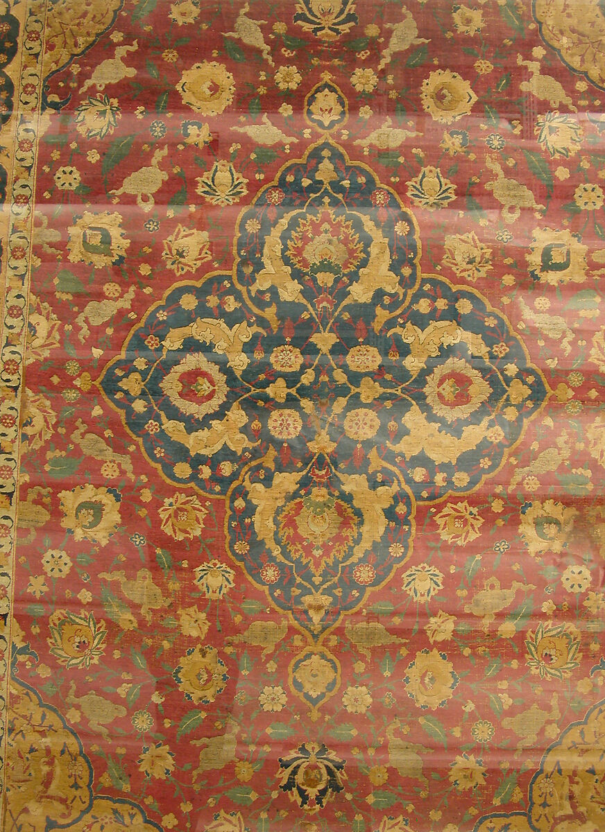 Silk Kashan Carpet, Silk (warp, weft, and pile), metal wrapped thread; asymmetrically knotted pile