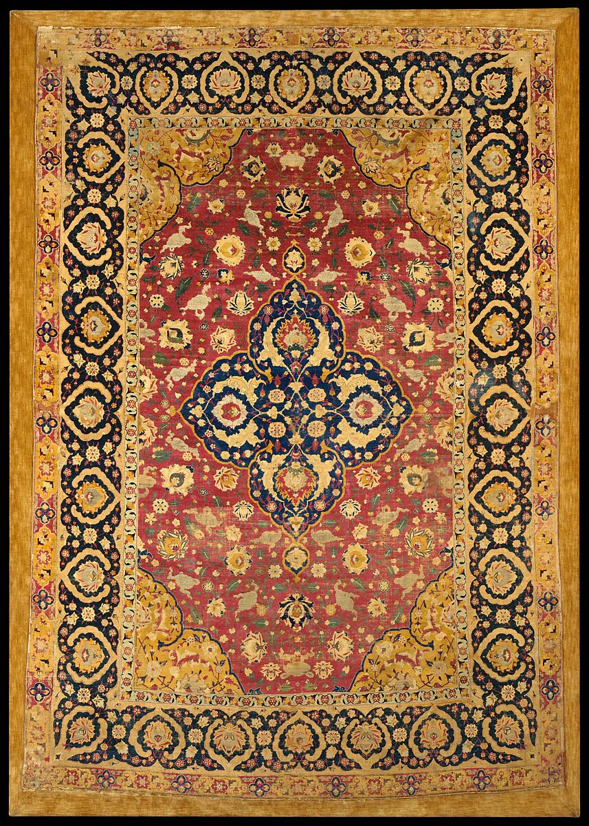 Silk Kashan Carpet, Silk (warp, weft, and pile), metal wrapped thread; asymmetrically knotted pile