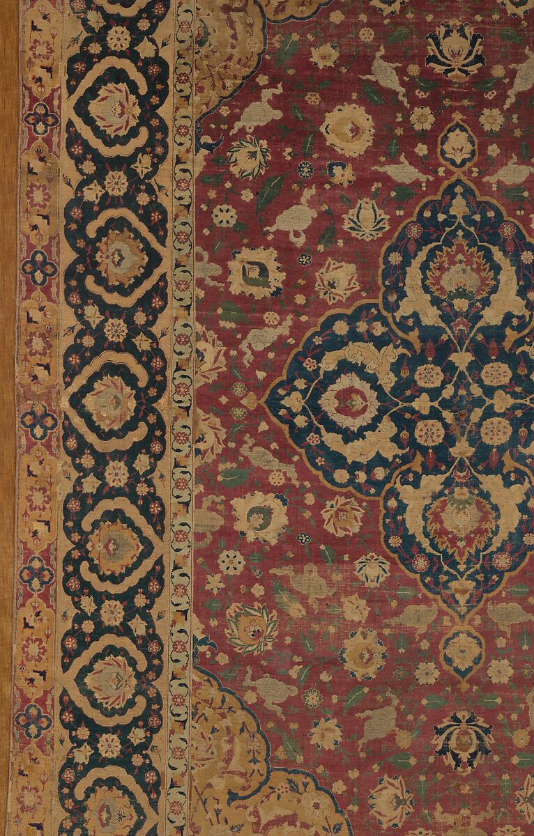 Silk Kashan Carpet, Silk (warp, weft, and pile), metal wrapped thread; asymmetrically knotted pile