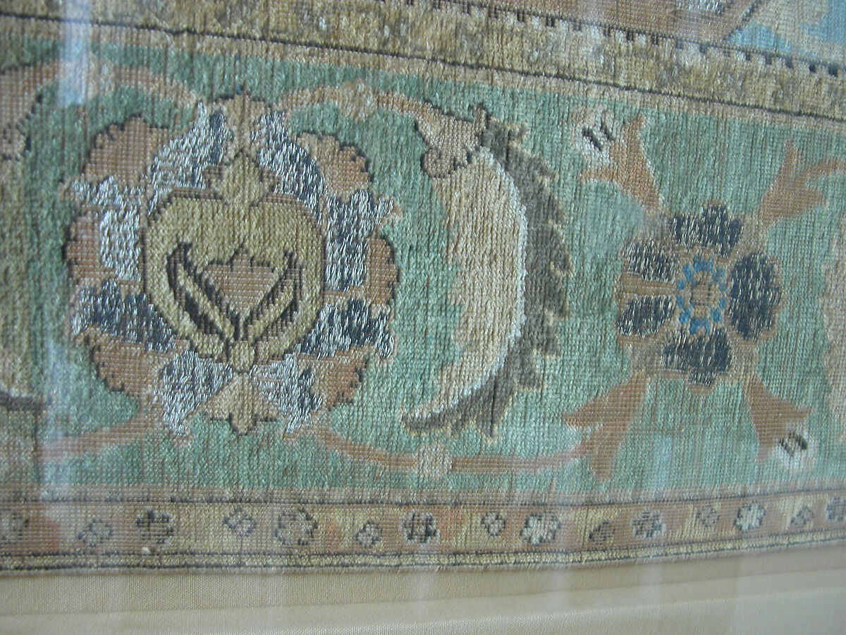 Polonaise Carpet, Silk (warp, weft and pile), metal wrapped thread; asymmetrically knotted pile, brocaded