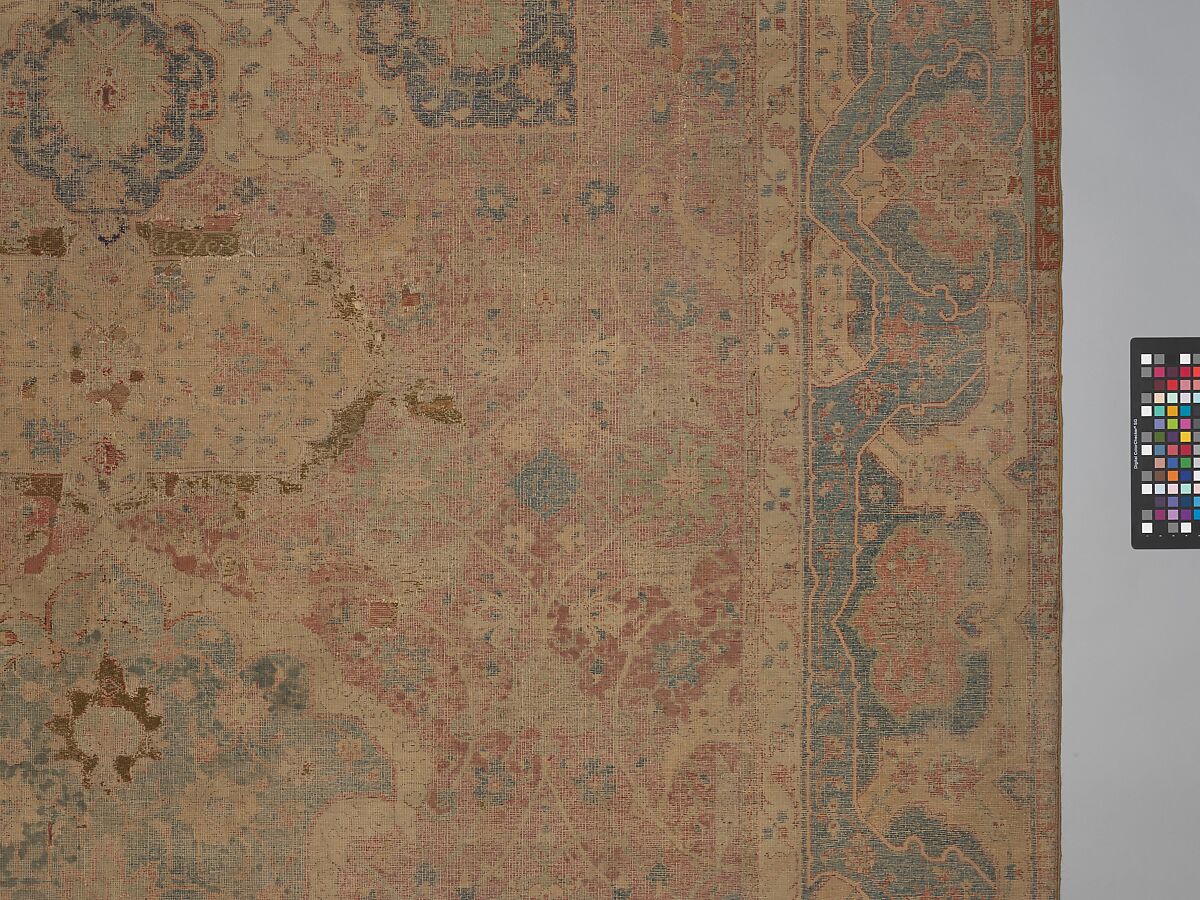 Carpet, Cotton (warp and weft), wool (pile); asymmetrically knotted pile