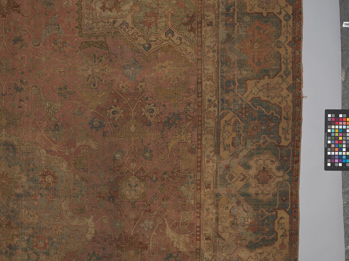 Carpet, Cotton (warp and weft), wool (pile); asymmetrically knotted pile