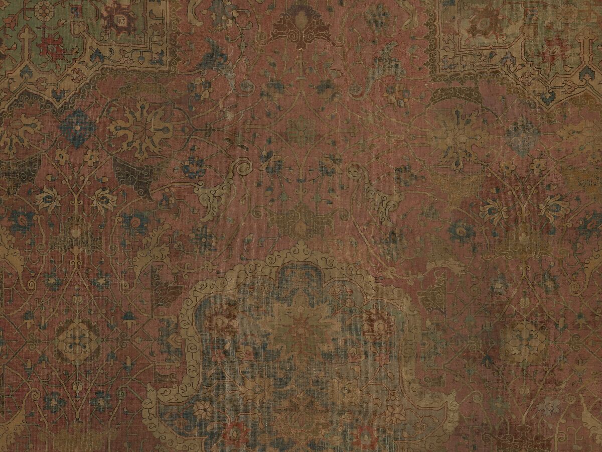 Carpet, Cotton (warp and weft), wool (pile); asymmetrically knotted pile
