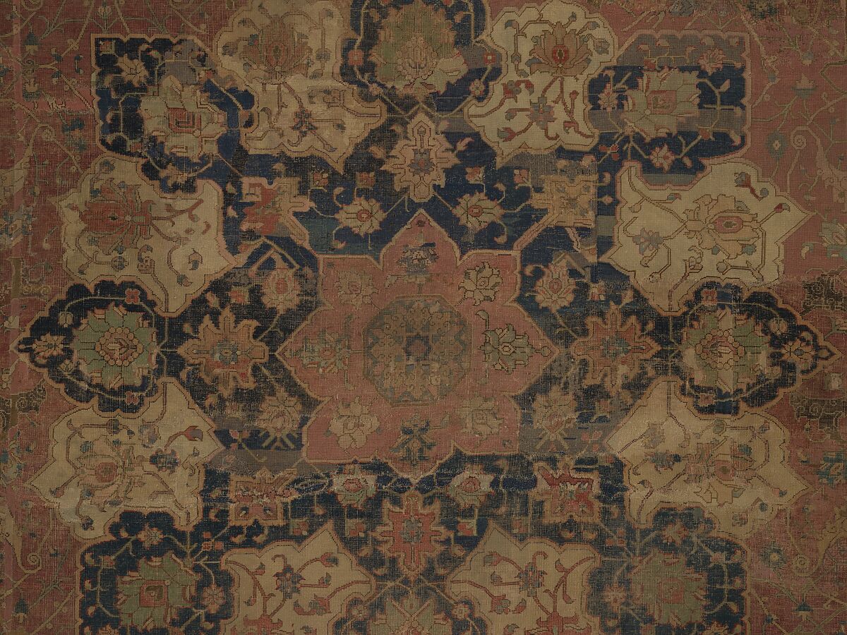 Carpet, Cotton (warp and weft), wool (pile); asymmetrically knotted pile
