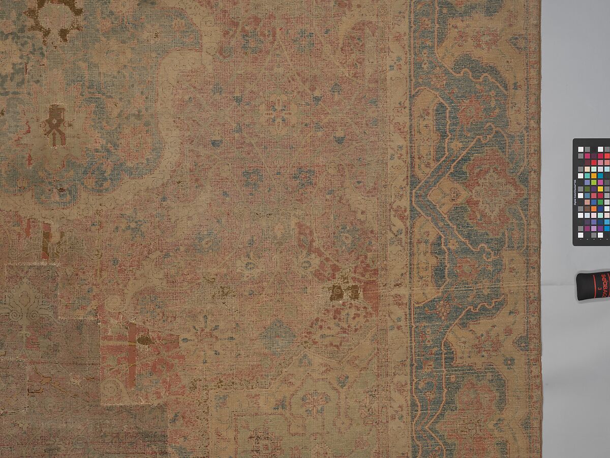 Carpet, Cotton (warp and weft), wool (pile); asymmetrically knotted pile