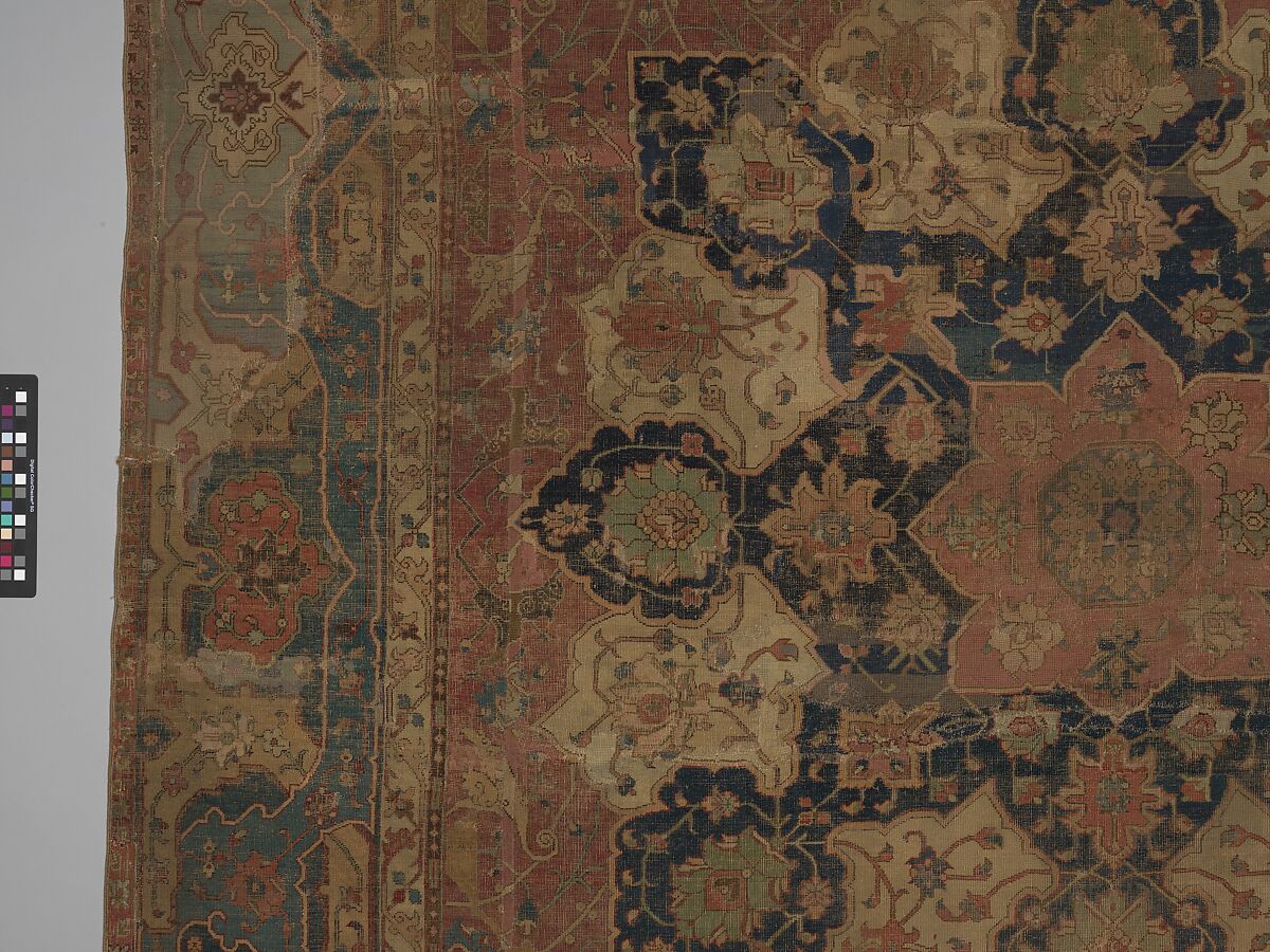 Carpet, Cotton (warp and weft), wool (pile); asymmetrically knotted pile