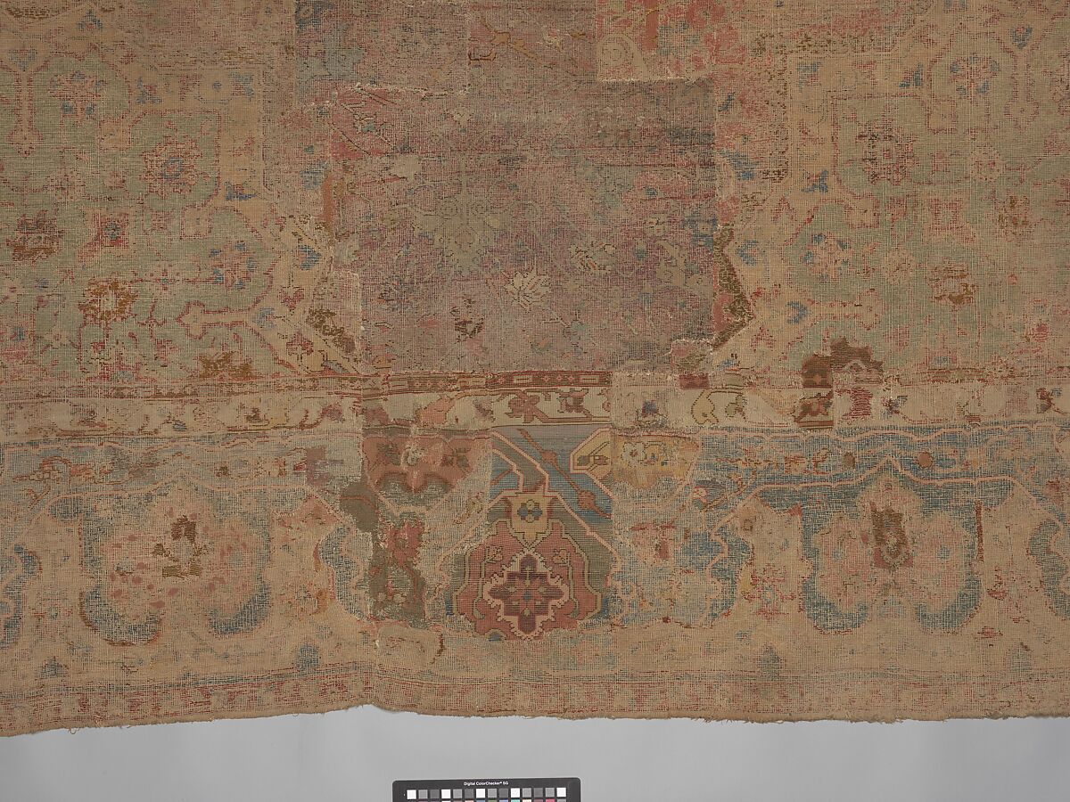 Carpet, Cotton (warp and weft), wool (pile); asymmetrically knotted pile
