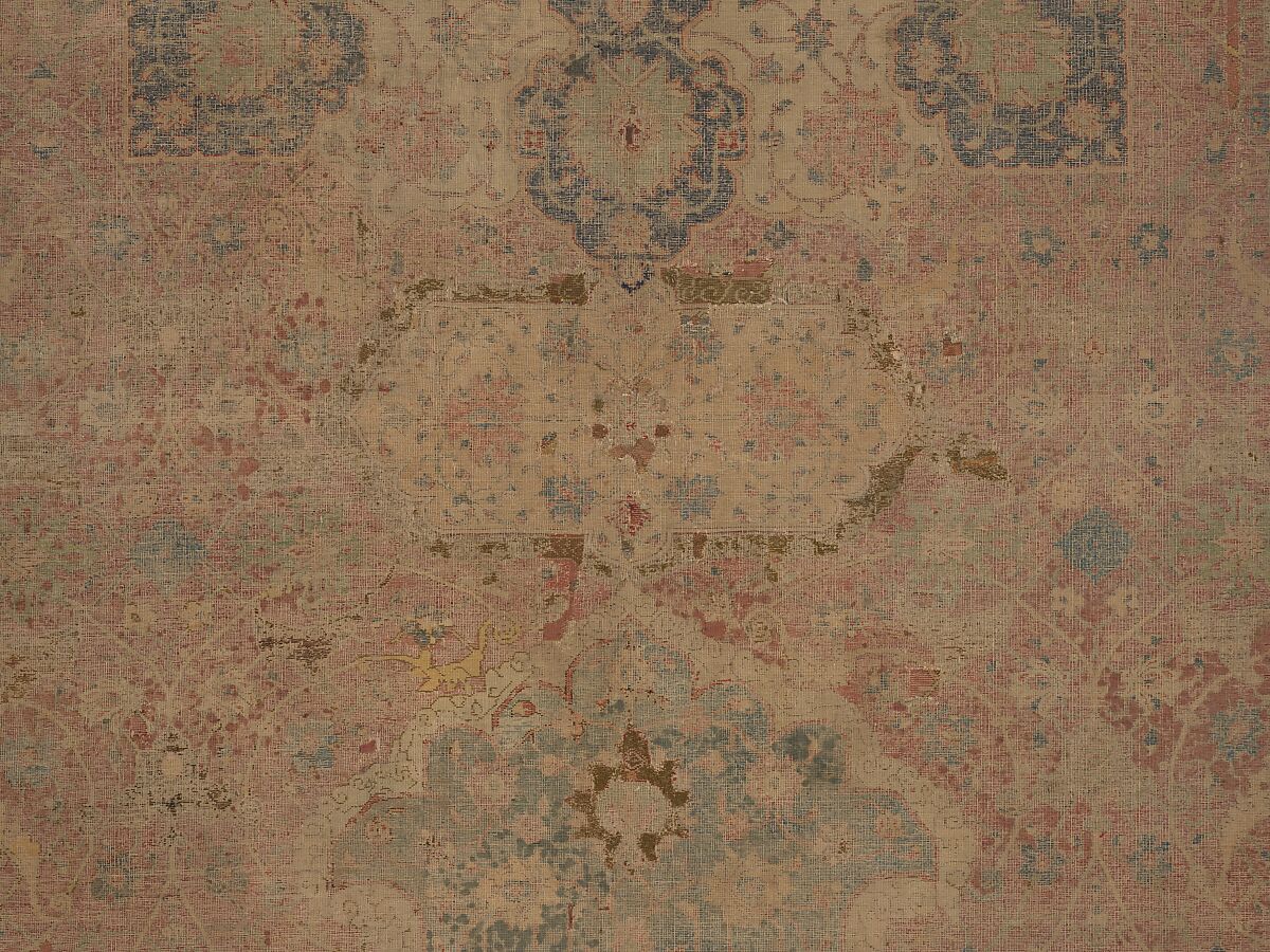 Carpet, Cotton (warp and weft), wool (pile); asymmetrically knotted pile