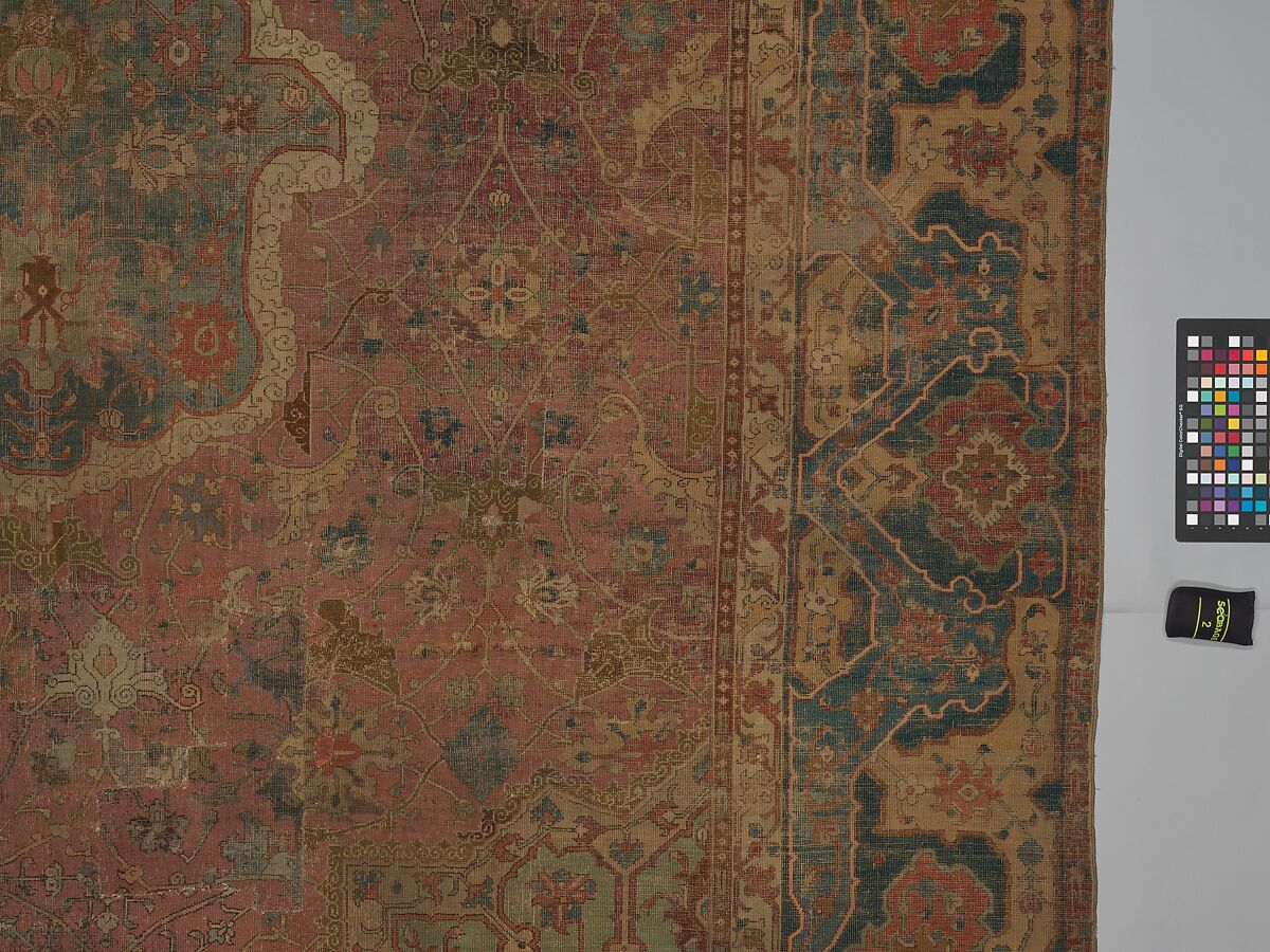 Carpet, Cotton (warp and weft), wool (pile); asymmetrically knotted pile