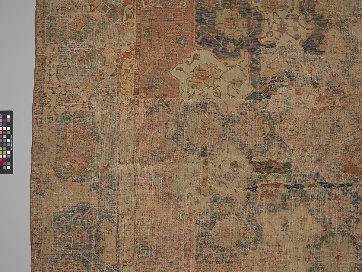 Carpet, Cotton (warp and weft), wool (pile); asymmetrically knotted pile