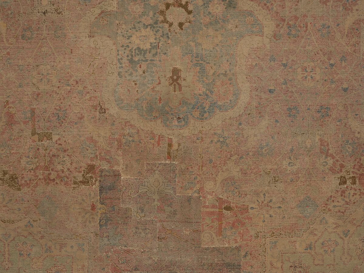 Carpet, Cotton (warp and weft), wool (pile); asymmetrically knotted pile