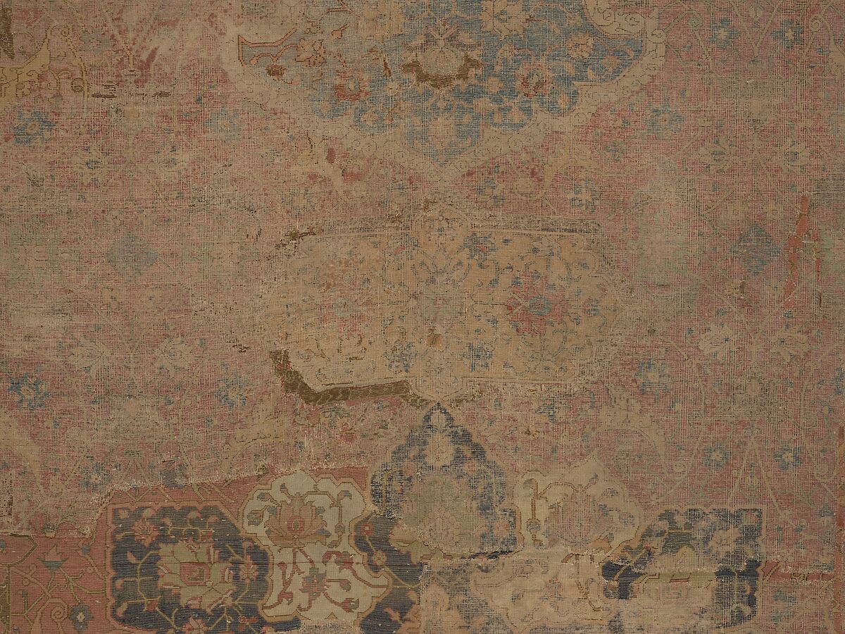 Carpet, Cotton (warp and weft), wool (pile); asymmetrically knotted pile