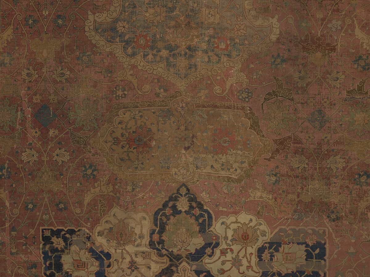 Carpet, Cotton (warp and weft), wool (pile); asymmetrically knotted pile