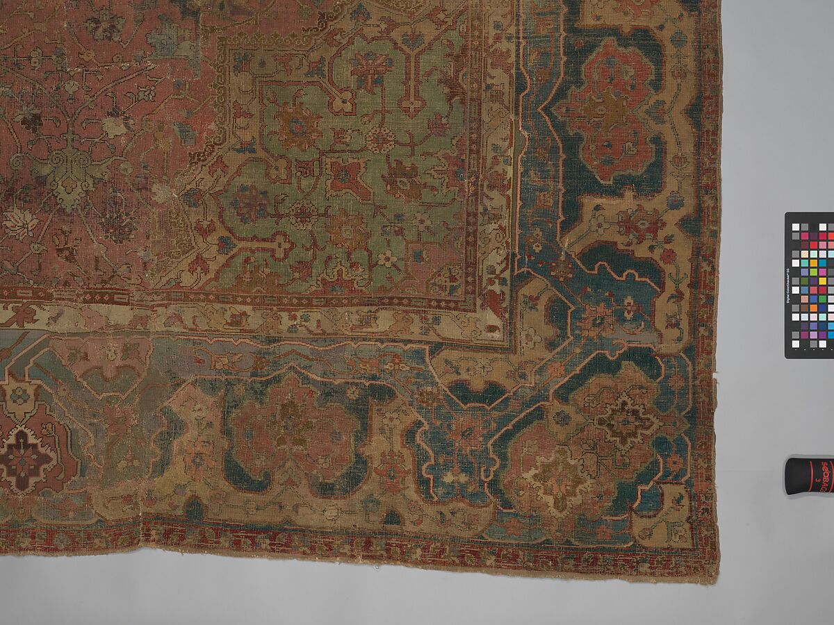 Carpet, Cotton (warp and weft), wool (pile); asymmetrically knotted pile
