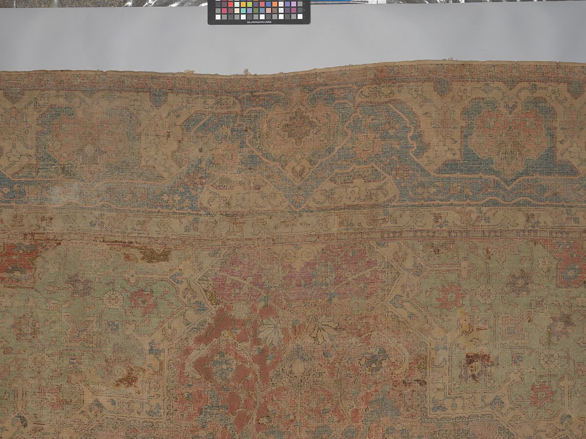 Carpet, Cotton (warp and weft), wool (pile); asymmetrically knotted pile