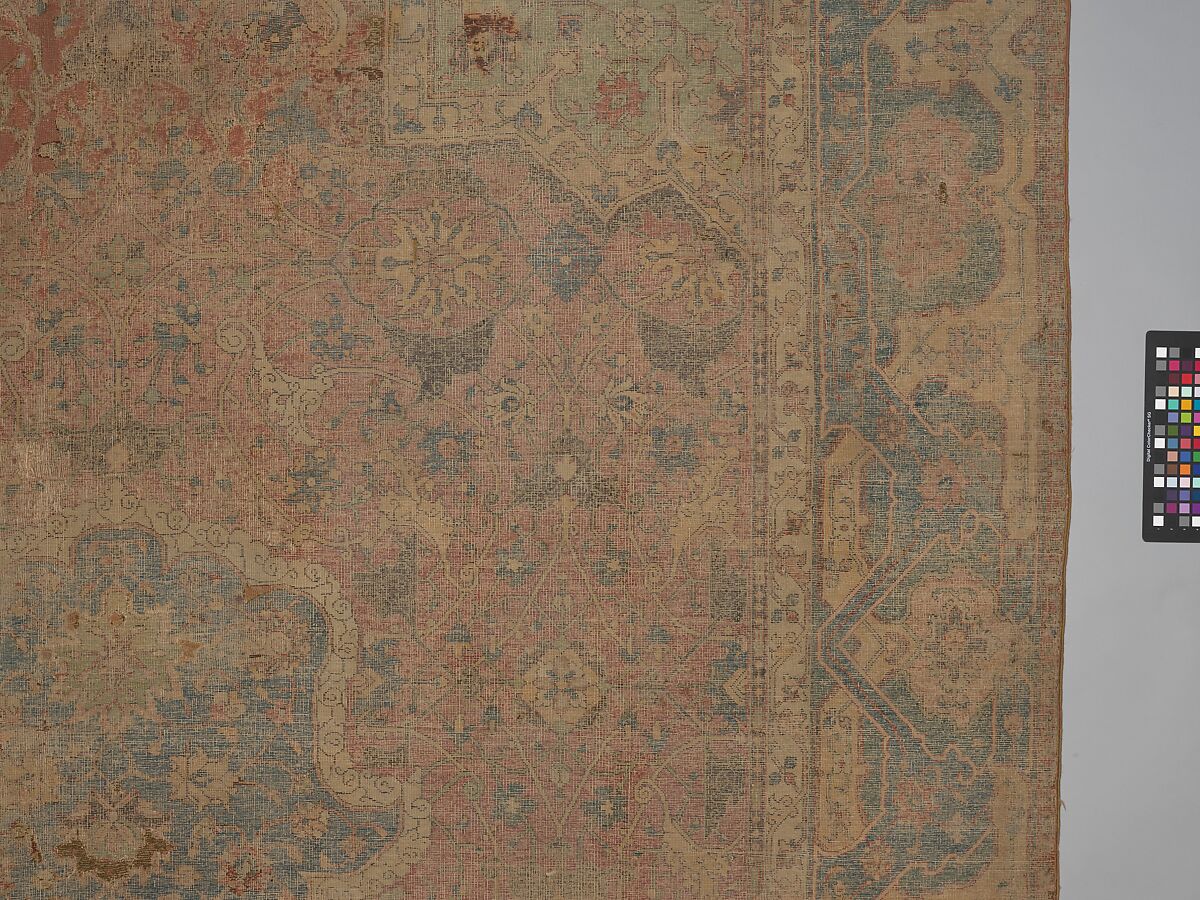 Carpet, Cotton (warp and weft), wool (pile); asymmetrically knotted pile