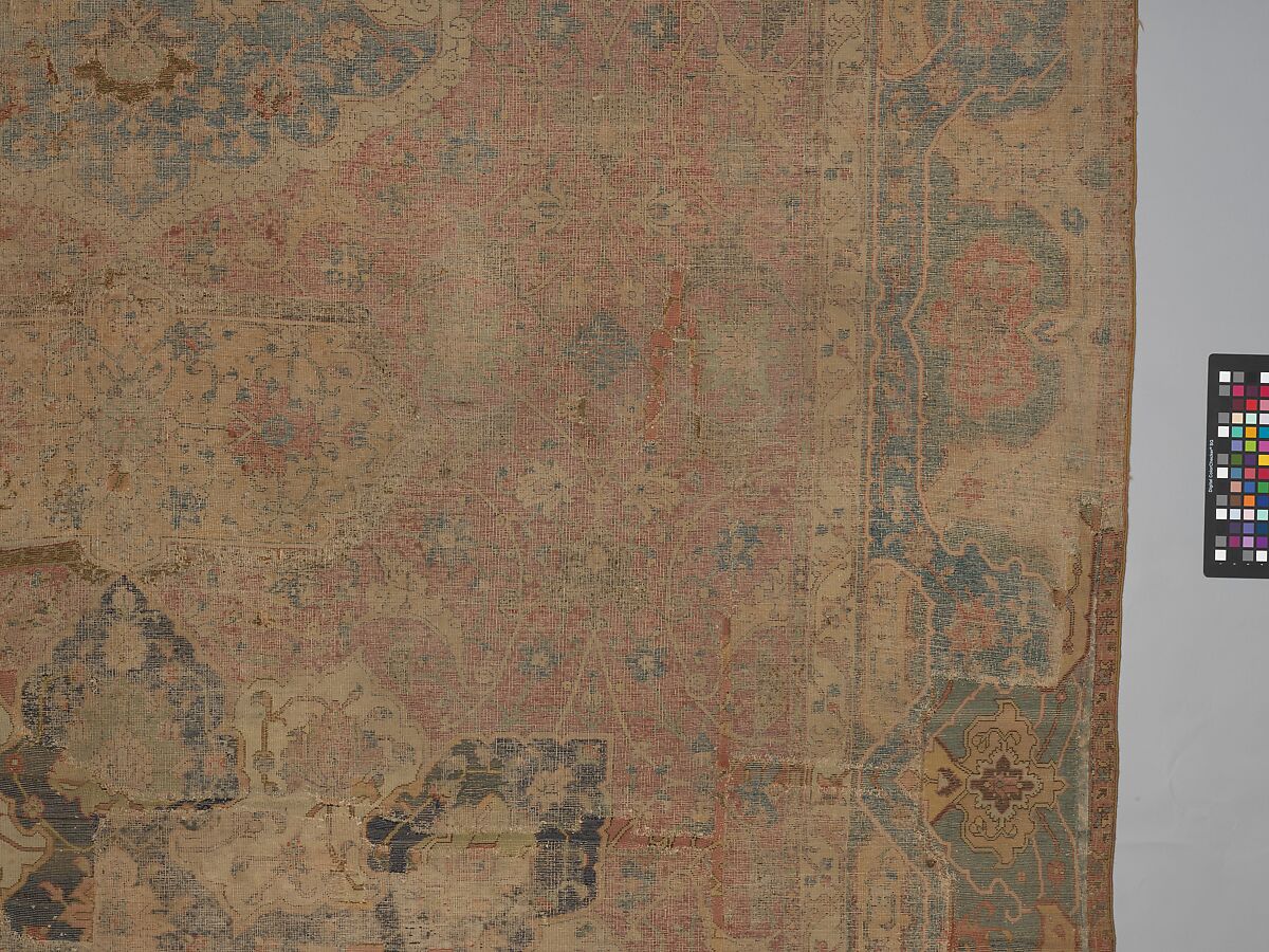Carpet, Cotton (warp and weft), wool (pile); asymmetrically knotted pile