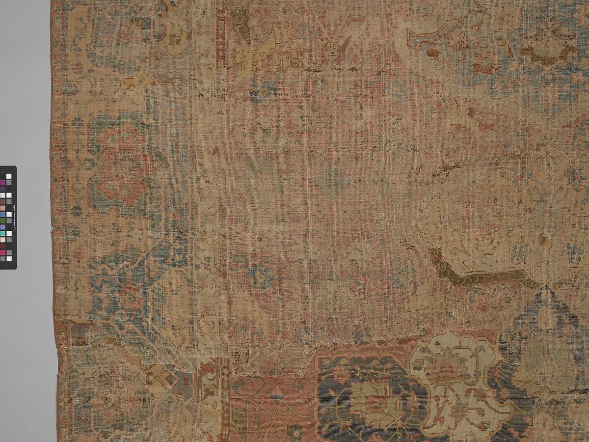 Carpet, Cotton (warp and weft), wool (pile); asymmetrically knotted pile