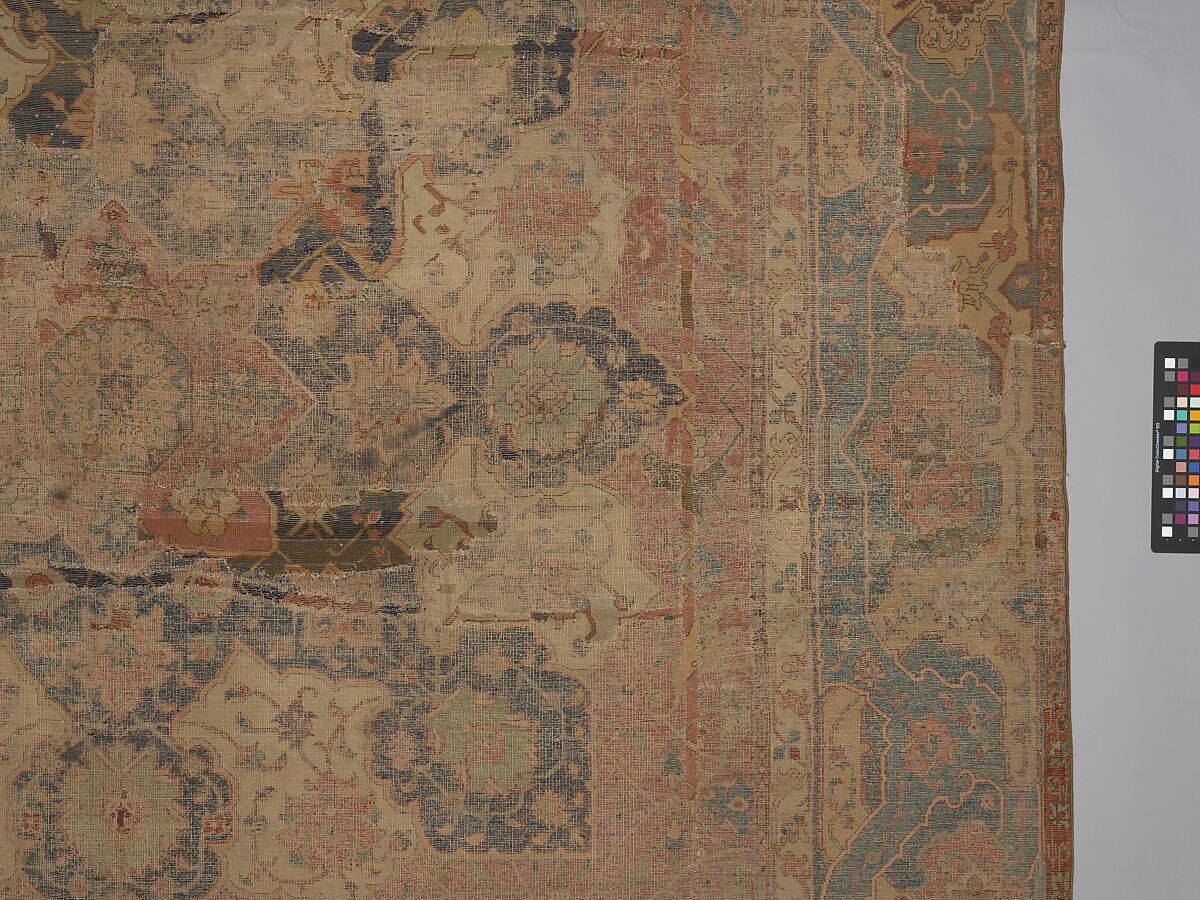 Carpet, Cotton (warp and weft), wool (pile); asymmetrically knotted pile