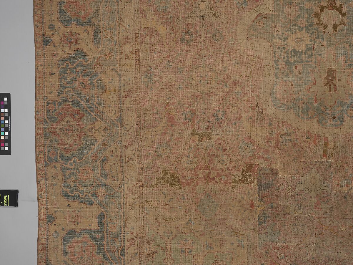 Carpet, Cotton (warp and weft), wool (pile); asymmetrically knotted pile