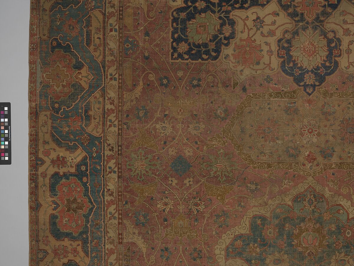 Carpet, Cotton (warp and weft), wool (pile); asymmetrically knotted pile