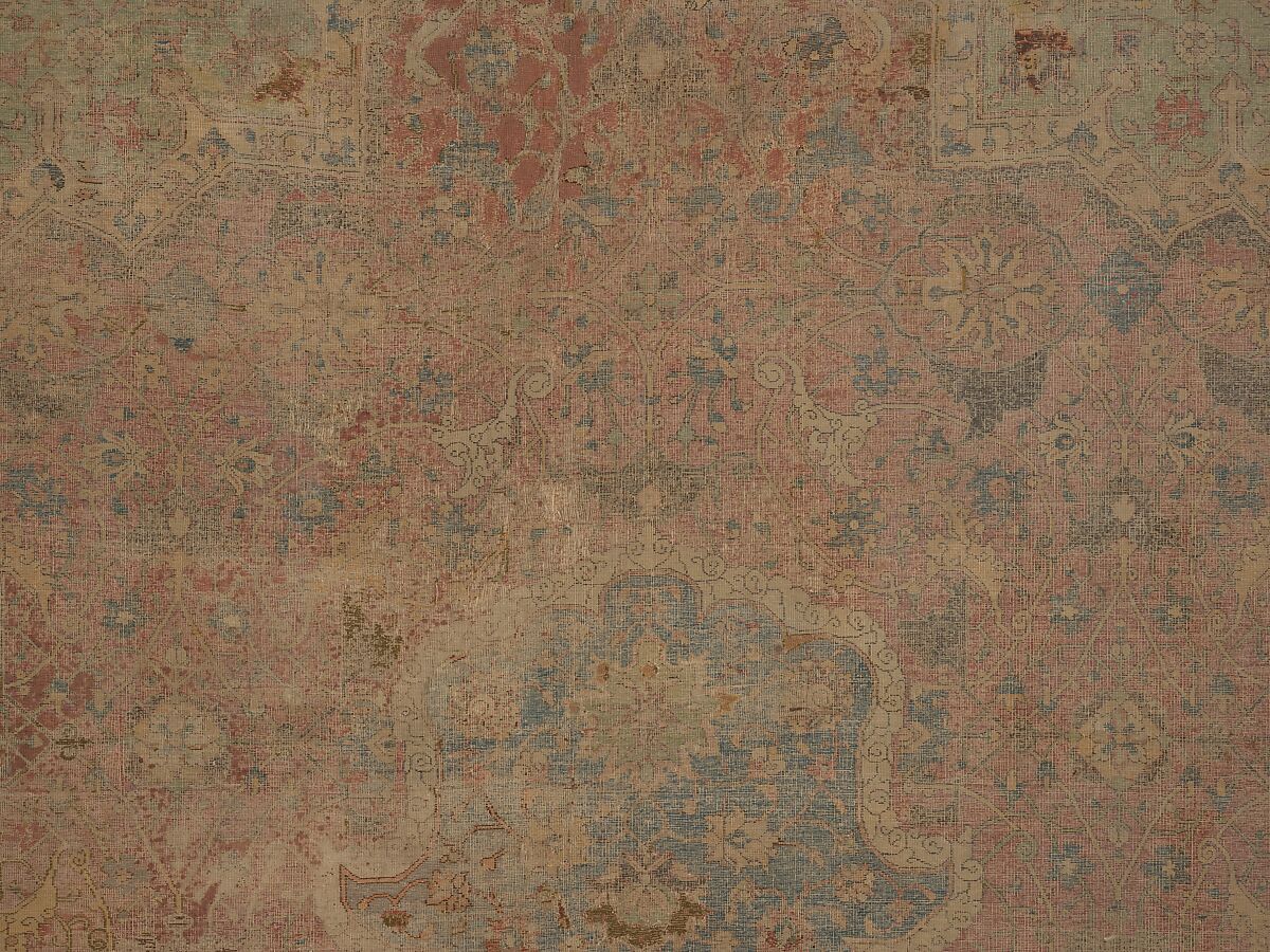 Carpet, Cotton (warp and weft), wool (pile); asymmetrically knotted pile