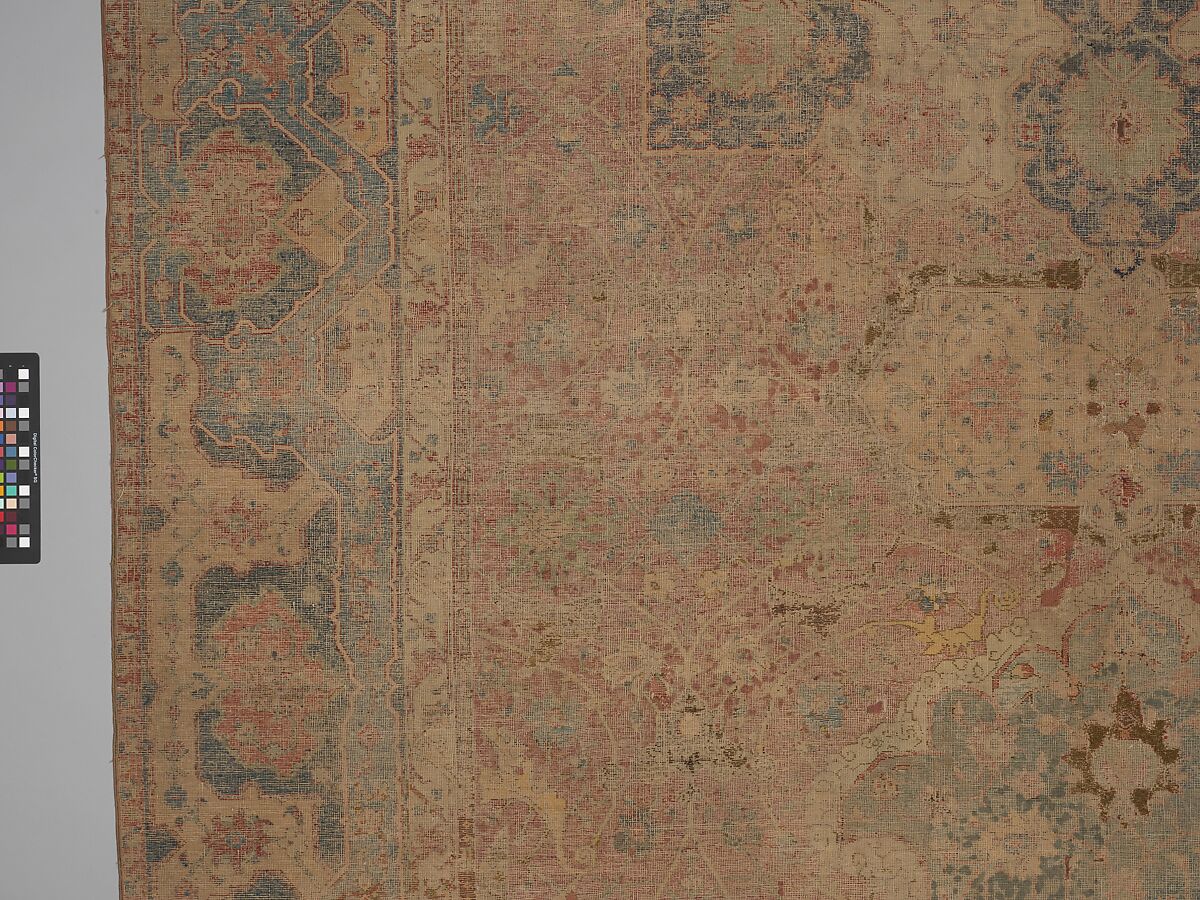 Carpet, Cotton (warp and weft), wool (pile); asymmetrically knotted pile
