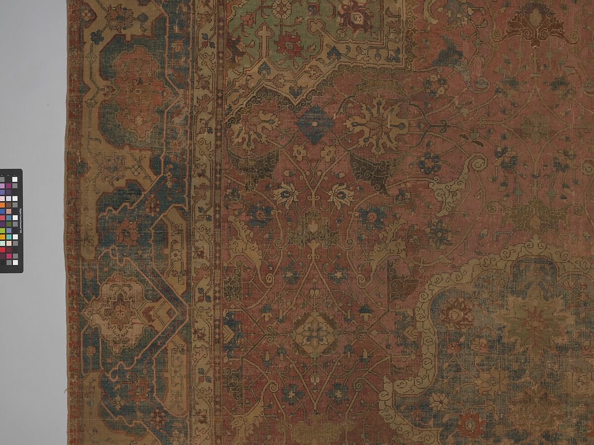 Carpet, Cotton (warp and weft), wool (pile); asymmetrically knotted pile