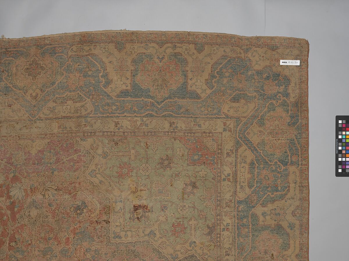 Carpet, Cotton (warp and weft), wool (pile); asymmetrically knotted pile