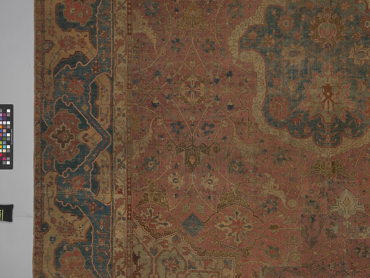 Carpet, Cotton (warp and weft), wool (pile); asymmetrically knotted pile