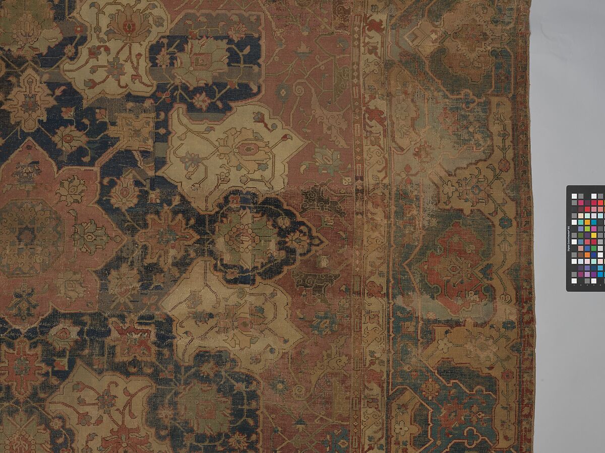 Carpet, Cotton (warp and weft), wool (pile); asymmetrically knotted pile
