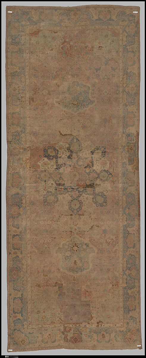 Carpet, Cotton (warp and weft), wool (pile); asymmetrically knotted pile