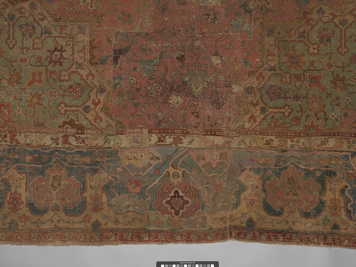 Carpet, Cotton (warp and weft), wool (pile); asymmetrically knotted pile