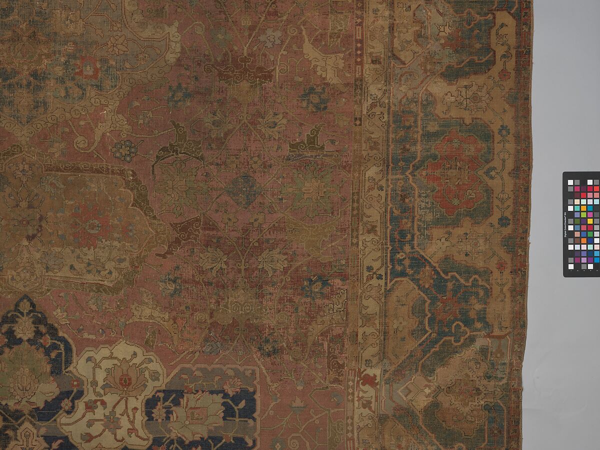 Carpet, Cotton (warp and weft), wool (pile); asymmetrically knotted pile