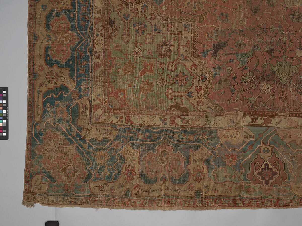 Carpet, Cotton (warp and weft), wool (pile); asymmetrically knotted pile